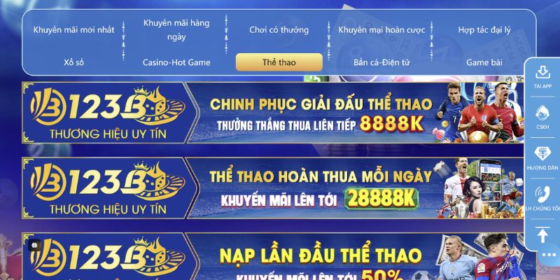 Khuyến mãi thể thao 123B 